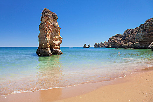 岩石构造,水,沙滩,靠近,拉各斯,阿尔加维,葡萄牙,欧洲