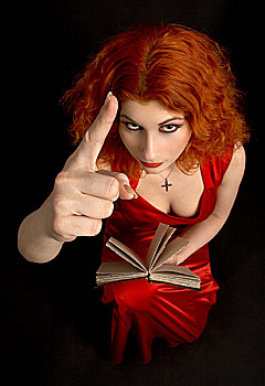 红发,宗教,女士,书本,手指