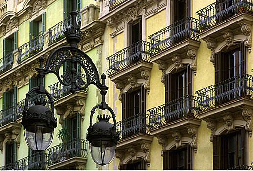路灯,建筑,加泰罗尼亚,巴塞罗那,西班牙