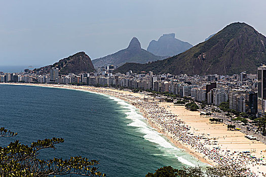 风景,科帕卡巴纳,海岸线,里约热内卢,巴西