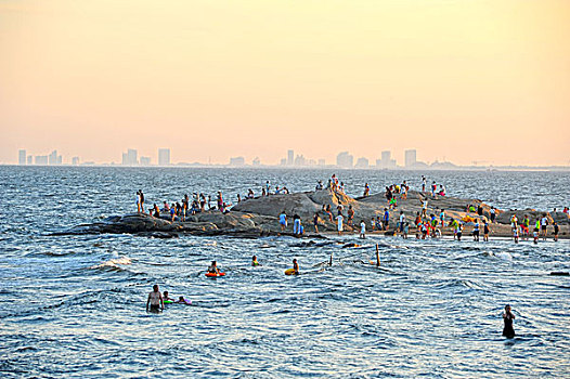 北戴河,大海,浴场,海湾,游客,嬉戏,游泳,避暑,沙滩,海滩,礁石