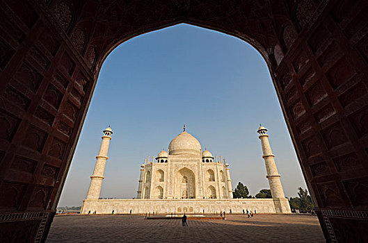 泰姬陵,世界遗产,风景,一个,巨大,大门,围绕,建筑,北方邦,印度,亚洲