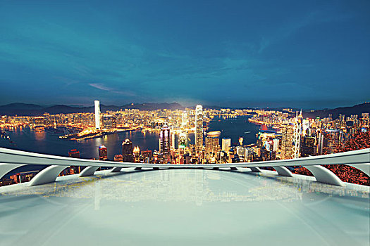 空,注视,平台,香港,夜景