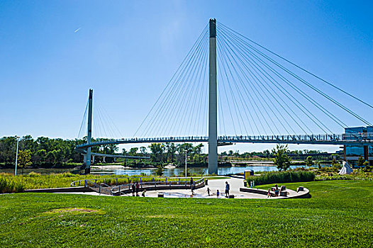步行桥,穿过,密苏里,河,内布拉斯加州,爱荷华,美国