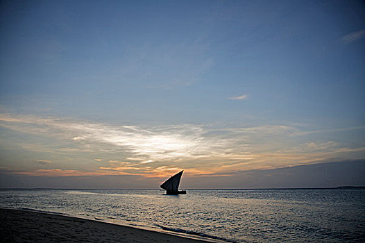 日落,风景,海滩,石头城,桑给巴尔岛,坦桑尼亚,十二月,2008年