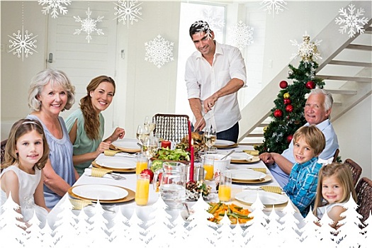 合成效果,图像,家庭,圣诞餐,餐桌