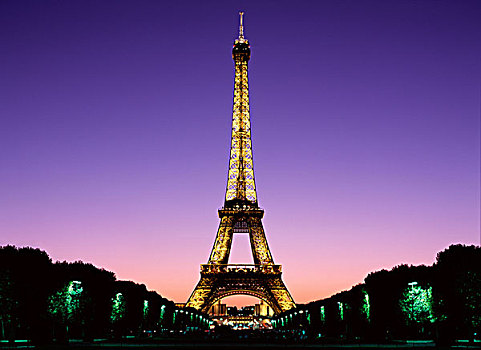 夜景,埃菲尔铁塔,巴黎,法国,欧洲