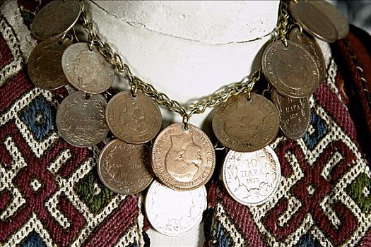 项链,硬币,特写,新娘,服饰,东南,塞尔维亚,19世纪,艺术家,未知