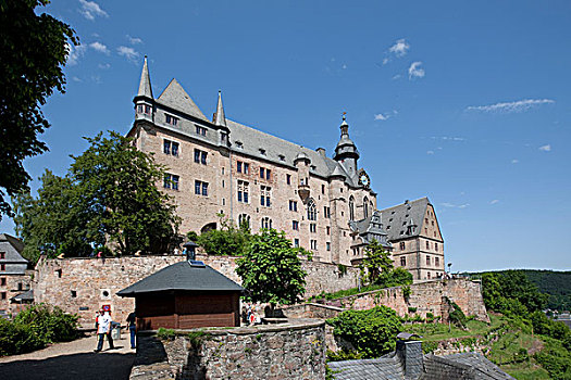 城堡,马尔堡,黑森州,德国,欧洲