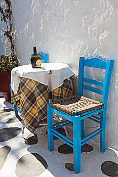 桌子,椅子,米克诺斯城,米克诺斯岛,基克拉迪群岛,希腊