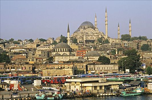 土耳其,伊斯坦布尔,金角湾,清真寺,背影