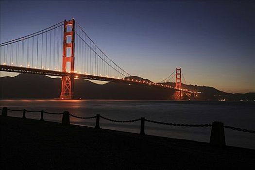 黃昏,金门大桥,旧金山,加利福尼亚,美国
