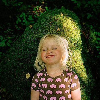 金发,微笑,女孩,花园,瑞典