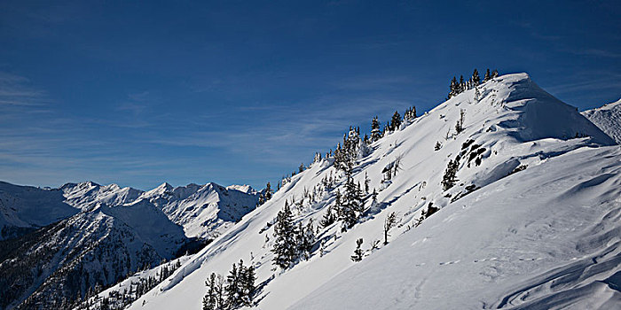 雪,山,斜坡,蓝天,风景,山脉,踢,马,不列颠哥伦比亚省,加拿大