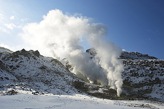 日本,北海道,岛屿,靠近,屈斜路湖,山,喷气孔