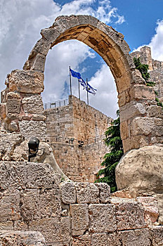 塔,博物馆,耶路撒冷,以色列,古老,石头,拱道