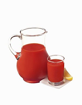 玻璃杯,水罐,番茄汁