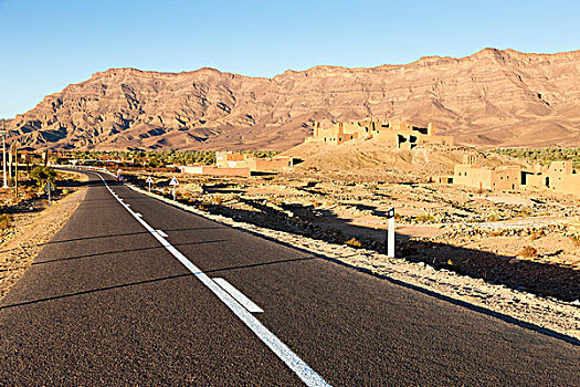 道路,老,德拉河谷,靠近,扎古拉棉,摩洛哥