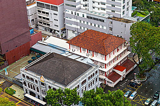 在新加坡街头的鸟瞰图