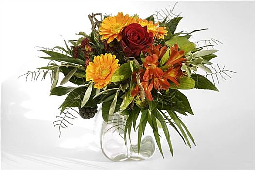 花,花束,玻璃花瓶