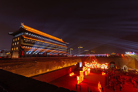 夜晚,西安,永宁,灯光