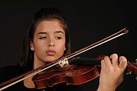 年轻,女人,玩,小提琴