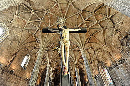耶稣十字架,圣马利亚,教堂,寺院,世界遗产,地区,里斯本,葡萄牙,欧洲