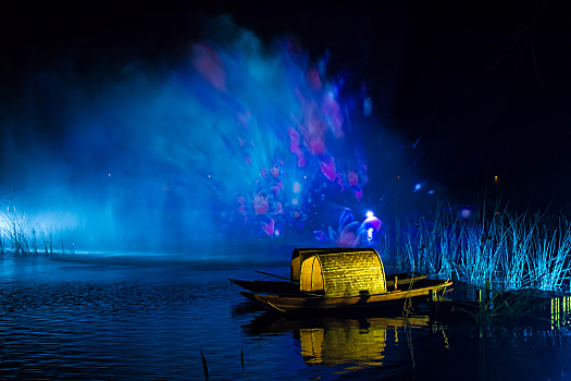 无锡拈花湾禅意小镇夜景