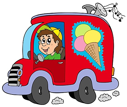 卡通,冰淇淋,男人,汽车