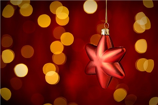 悬挂,圣诞饰品,星,光亮,背景