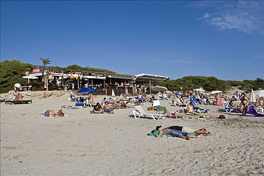 海滩,餐馆,骑师,伊比沙岛,巴利阿里群岛,西班牙