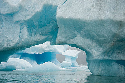 挪威,斯匹次卑尔根岛,蓝色,结冰,冰山,漂浮,格陵兰,海洋,夏天
