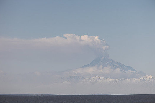 火山灰,云,喷发,山,风景,肯奈半岛,海岸线,阿拉斯加