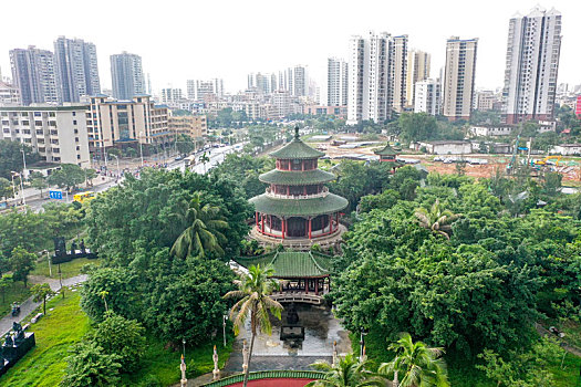 航拍海南海口海瑞墓园,海瑞纪念馆