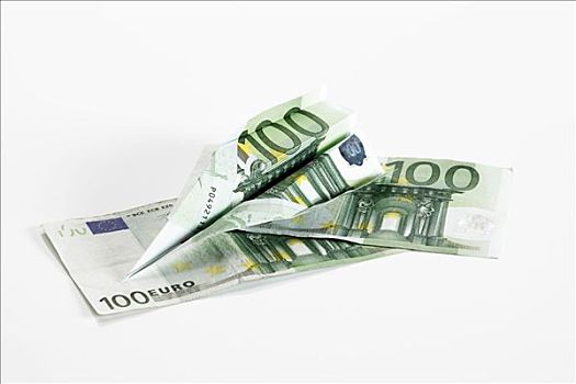 100欧元,货币,纸飞机