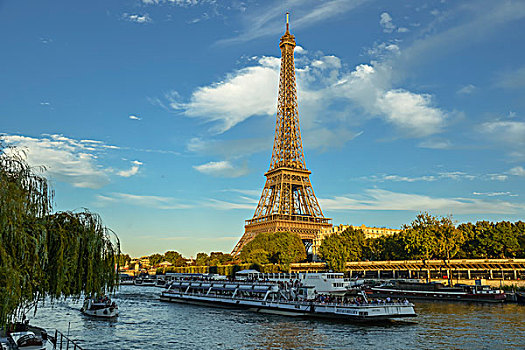 埃菲尔铁塔,乘客,渡轮,赛纳河,巴黎,法国,欧洲
