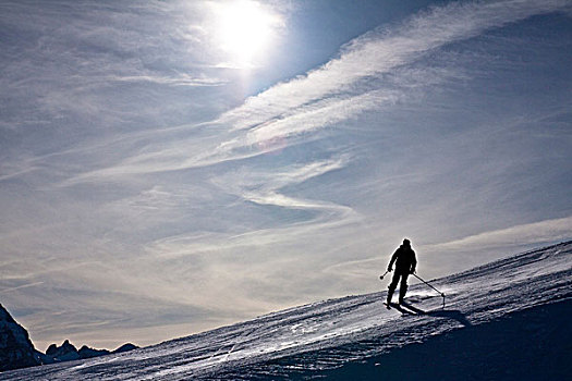 滑雪者,山,东方,瑞士,欧洲