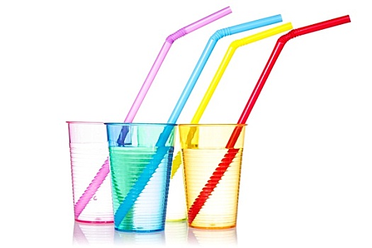 四个,彩色,饮料,吸管