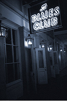 蓝调俱乐部,夜晚,新奥尔良,路易斯安那,美国
