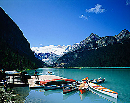 世界遗产,班芙国家公园,路易斯湖,皮筏艇,加拿大