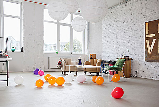 多彩,气球,现代生活,房间