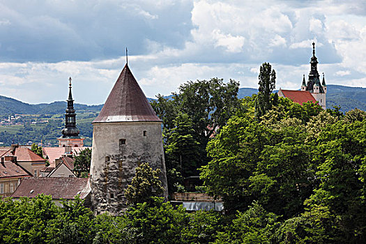 教堂,右边,克雷姆斯,多瑙河,瓦绍,下奥地利州,奥地利,欧洲
