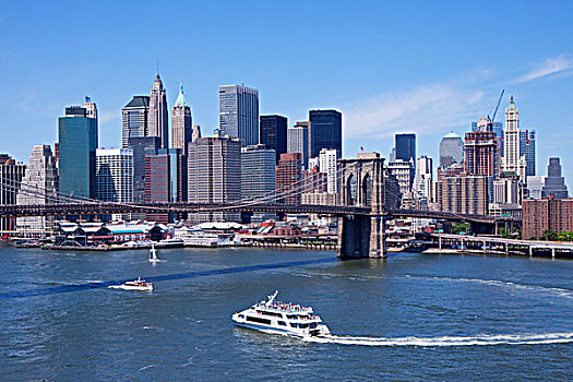 天际线,曼哈顿,布鲁克林,桥,风景,纽约,美国