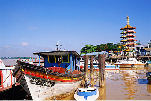 船,码头,沙捞越,婆罗洲,马来西亚