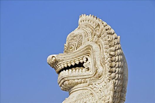 大理石,狮子,入口,大理石庙宇,云石寺,曼谷,泰国,亚洲