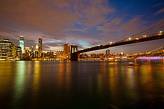 风景,布鲁克林,东方,河,天际线,曼哈顿,桥,纽约,美国