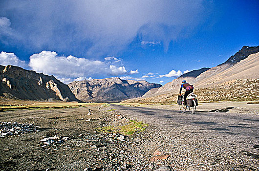 骑车,骑自行车,高,高原,列城,印度,亚洲