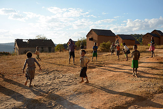 孩子,玩,乡村,地区,区域,马达加斯加,非洲