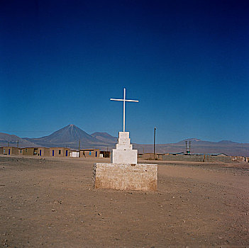 纪念建筑,中间,尘土,地面,蓝色,天空,高处,智利,2007年