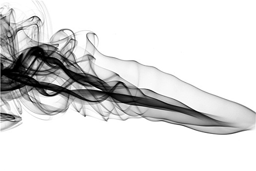 抽象,黑色,烟气,螺旋,白色背景